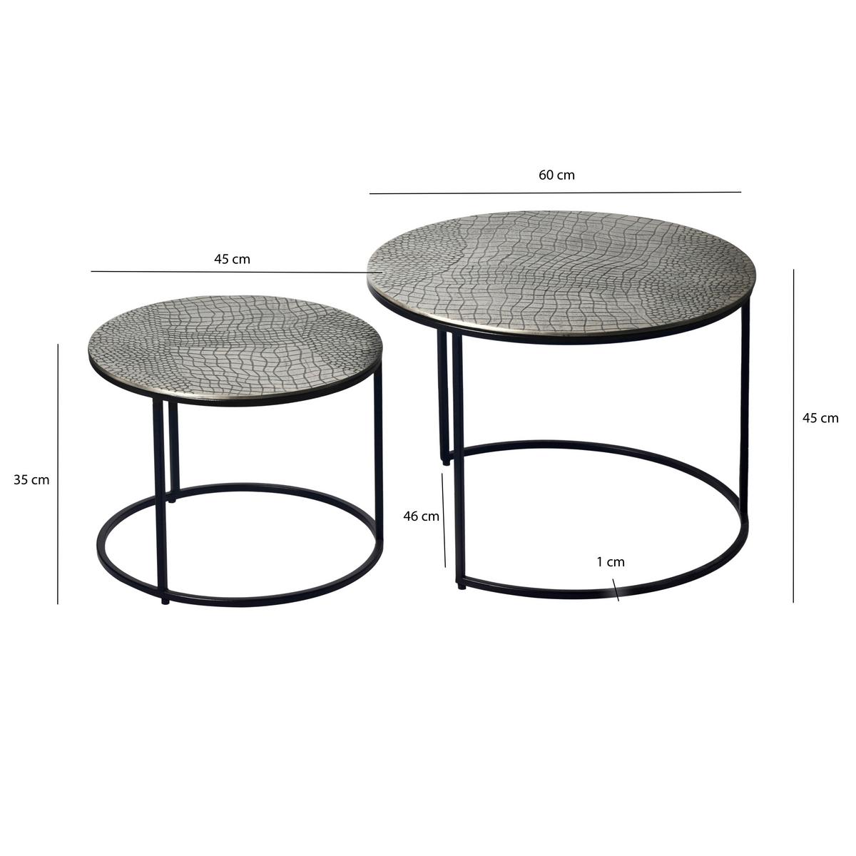 Satztisch Wl7.345 - Silberfarben/Schwarz, Design, Metall (60/45/60cm) - Livetastic