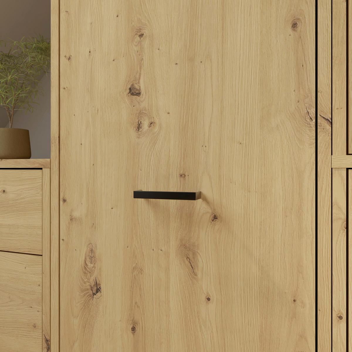 Kleiderschrank Kivo Eiche Artisan - Schwarz/Eiche Artisan, Basics, Holzwerkstoff/Kunststoff (45/199,6/52,1cm) - Based