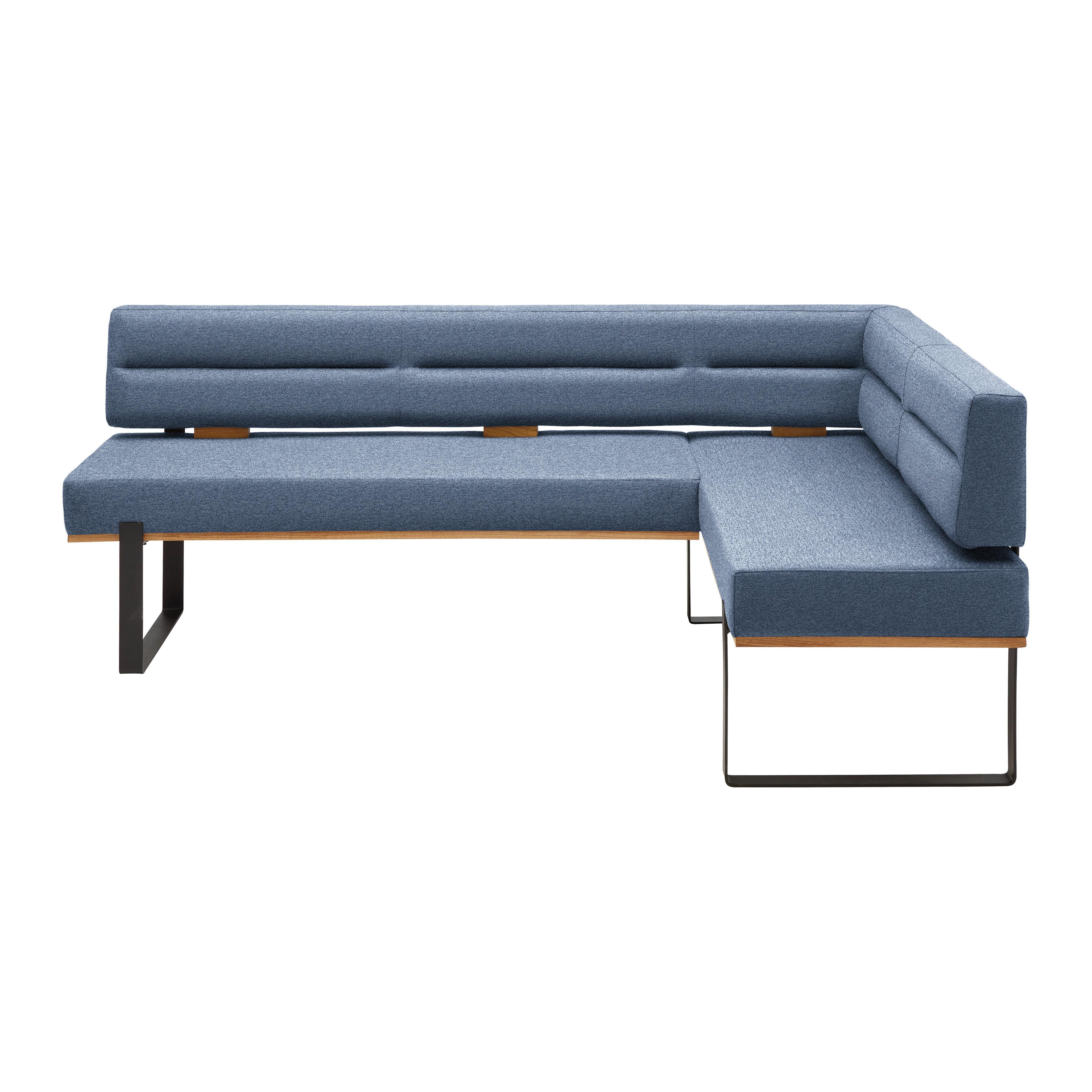 Eckbank Canon LI. in Blau - Blau/Schwarz, Konventionell, Holz/Textil (220/85/160cm) - Based