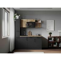 Küchenblock Oliver m. Geräten Grau - Eiche Artisan/Grau, Trend, Holzwerkstoff/Metall (175cm) - Respekta