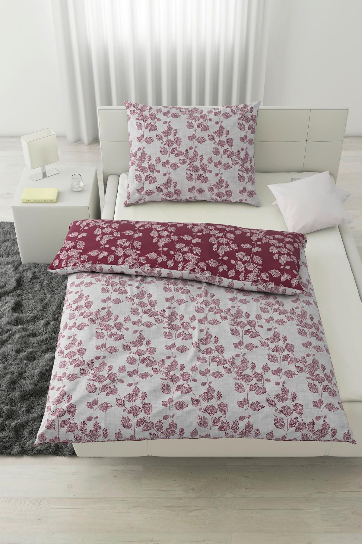 Bettwäsche Mathilda Wende in Weiss/Weinrot ca. 160x210cm - Weiss/Weinrot, Modern, Textil (160/210cm) - Modern Living