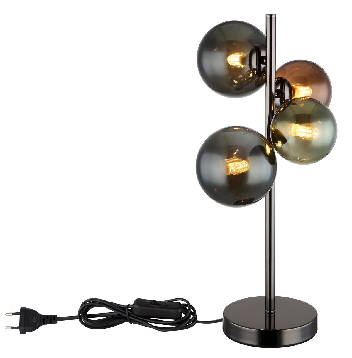 LED-TISCHLEUCHTE 56142-4T RIHA - Petrol/Schwarz, Design, Glas/Kunststoff (23,7/19,3/48cm) - Globo