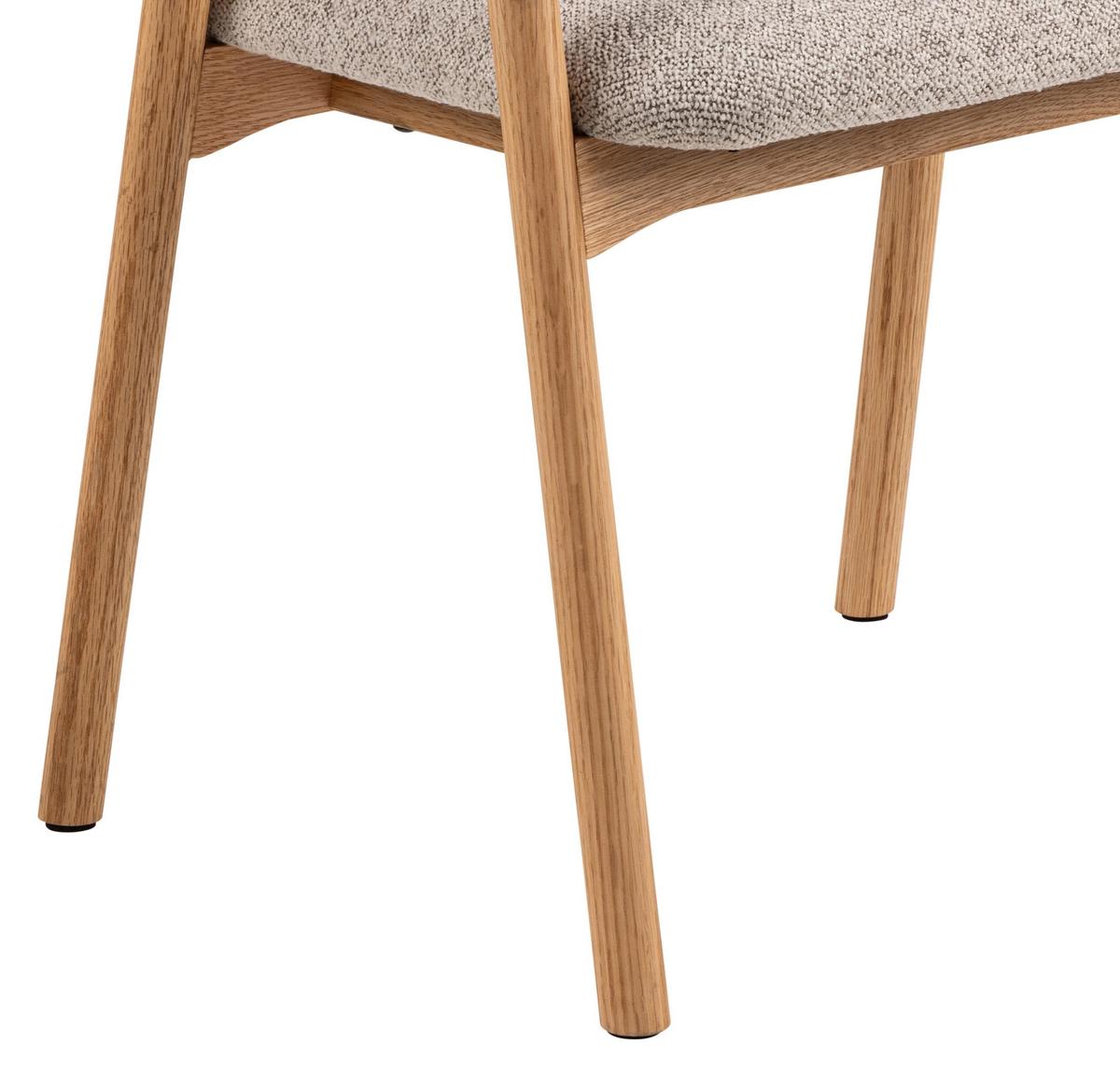 KRZESŁO Z PODŁOKIETNIKAMI ADDI - kolor dębowy/greige, Trend, tkanina/drewno (56/75,5/54cm) - MID.YOU