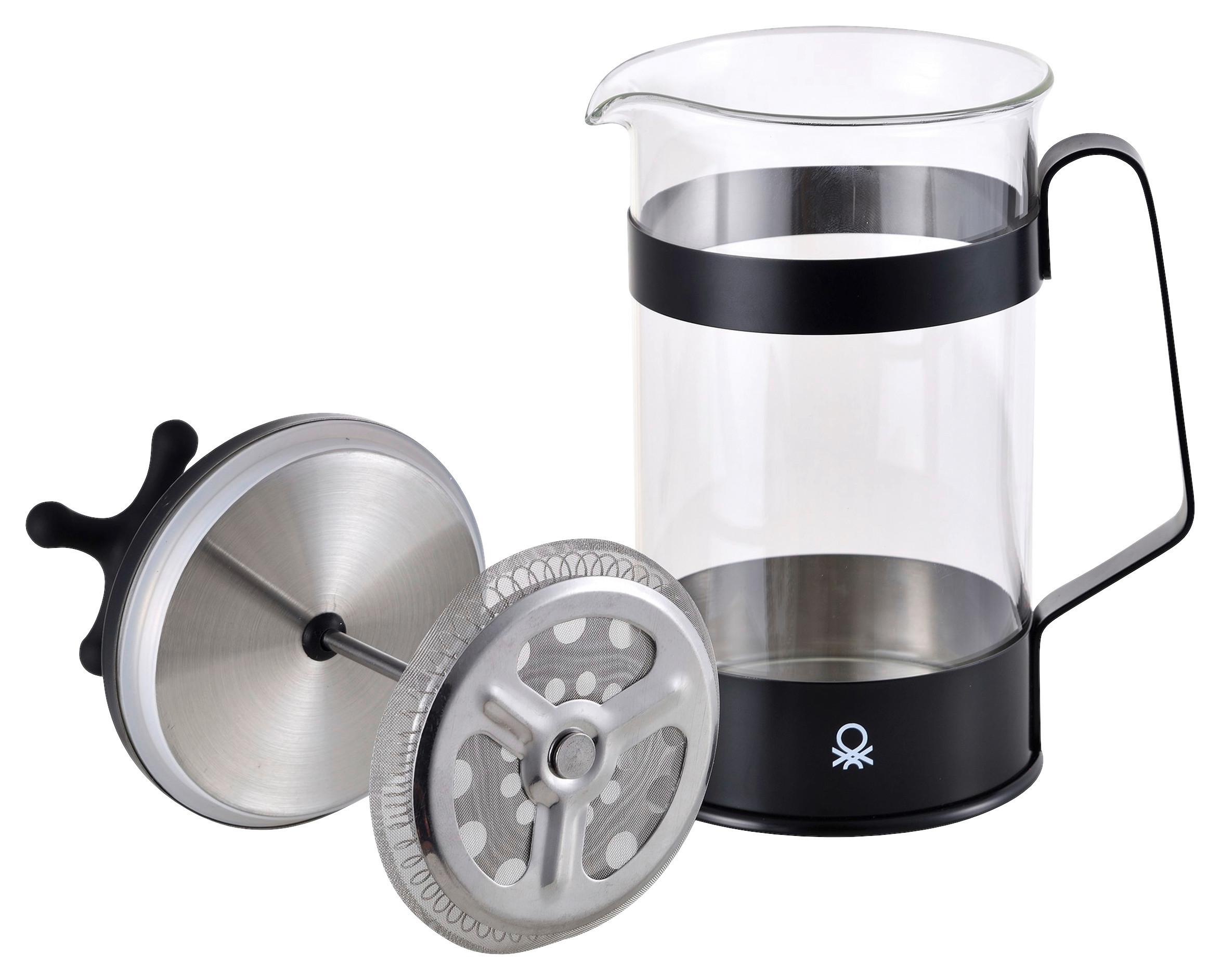 Kaffeebereiter Benetton in Schwarz ca. 600ml - Edelstahlfarben/Transparent, Basics, Glas/Kunststoff (13,3/9,2/18,1cm) - Benetton
