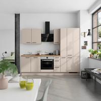 Küchenblock Easytouch High m. Geräten Sandfarben - Sandfarben/Eichefarben, MODERN, Holzwerkstoff/Metall (270cm) - Nobilia