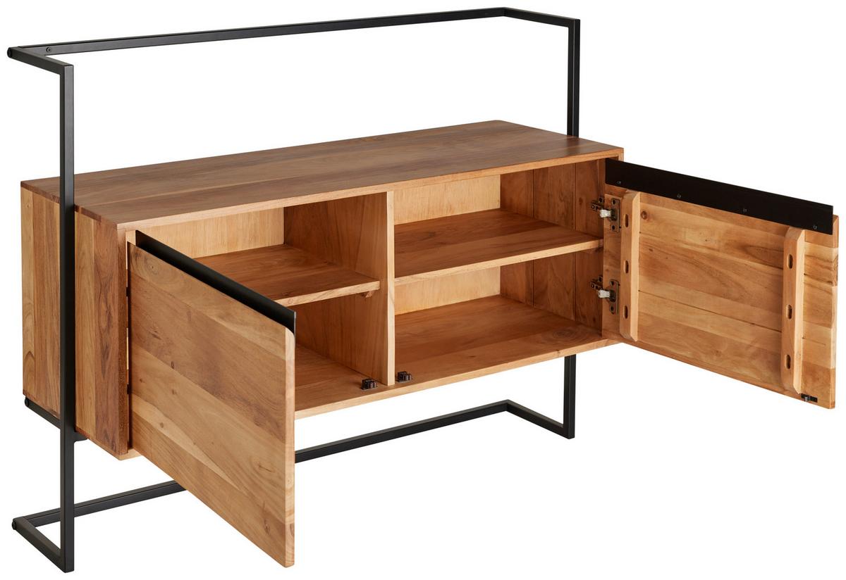 KOMODA NISKA FLY -STUDIO- - kolor akacjowy/czarny, Lifestyle, metal/drewno (118/90/40cm) - Zandiara