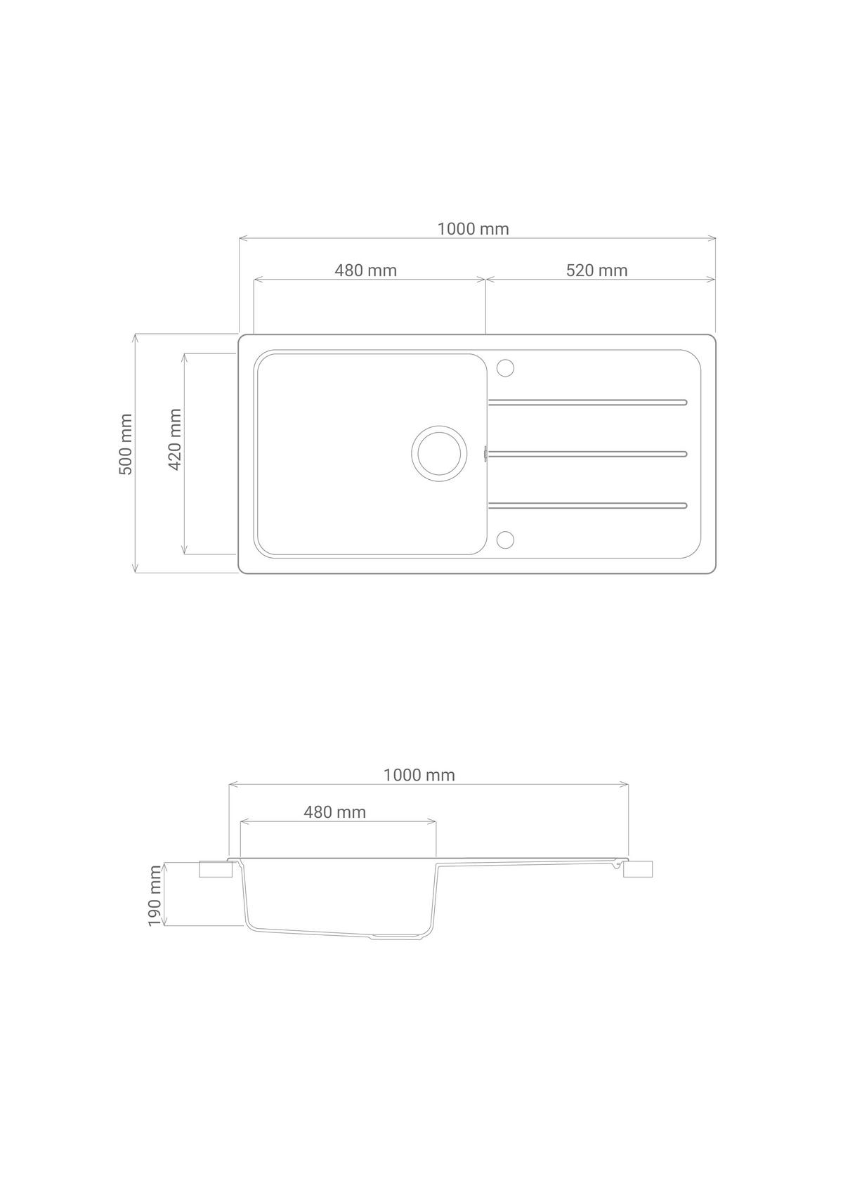 Pomivalno Korito Austin, 100x50cm - siva, Design, kamen (100/20/50cm) - Respekta