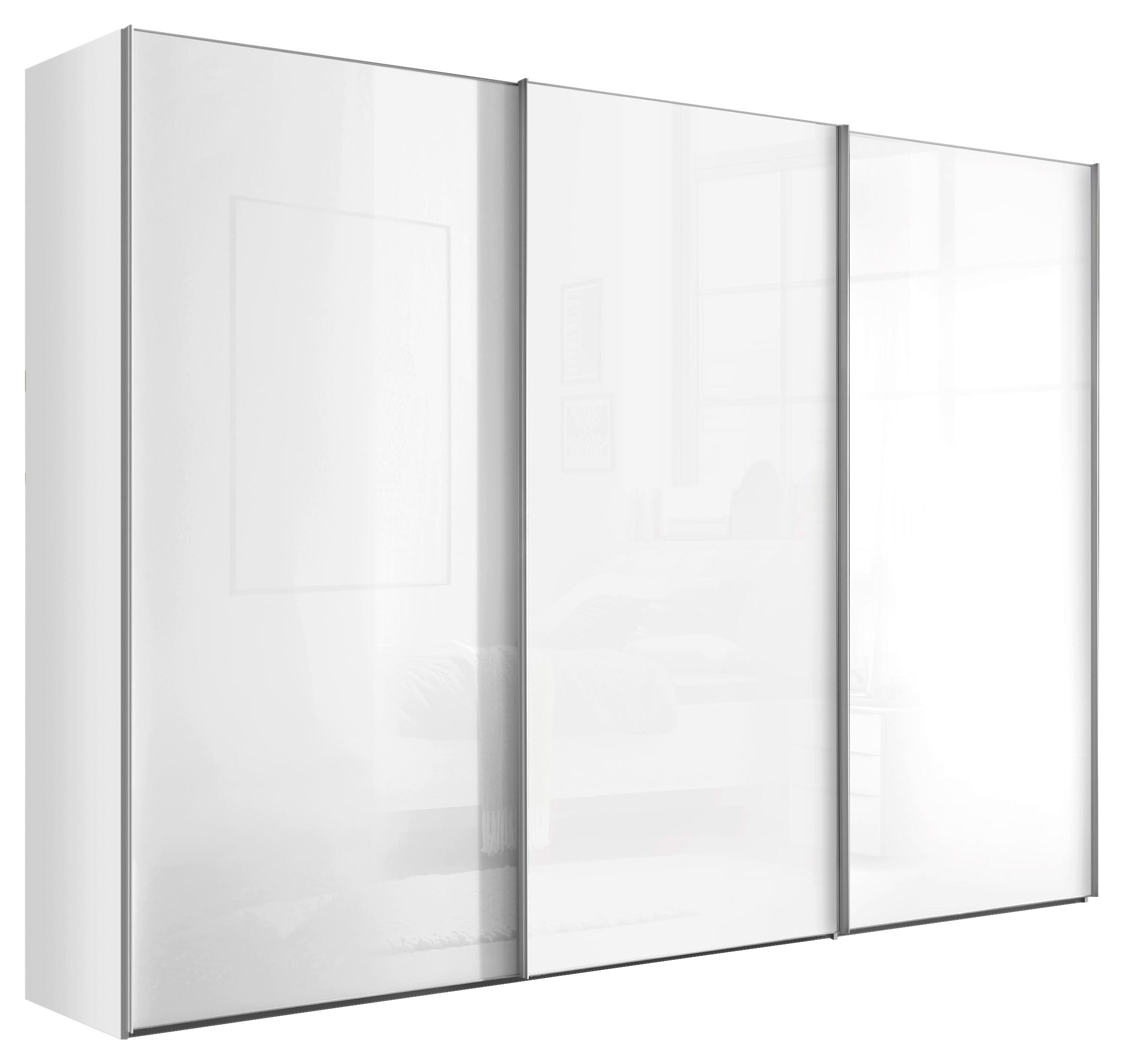 Schwebetürenschrank Lumos Weiß - Alufarben/Weiß, KONVENTIONELL, Glas/Holzwerkstoff (249/222/68cm) - Premium Living
