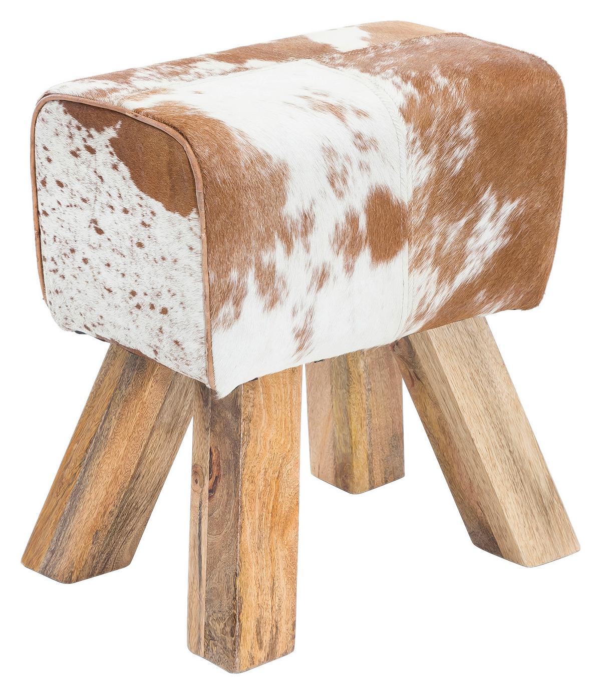 Tabure Wl5.109 - bela/rjava, Natur, les/krzno (40/47/30cm) - MID.YOU