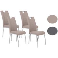Swingstuhl-Set Andrea Cappucino 4er-Set - Chromfarben/Weiß, MODERN, Textil/Metall (43/100/64cm) - MID.YOU