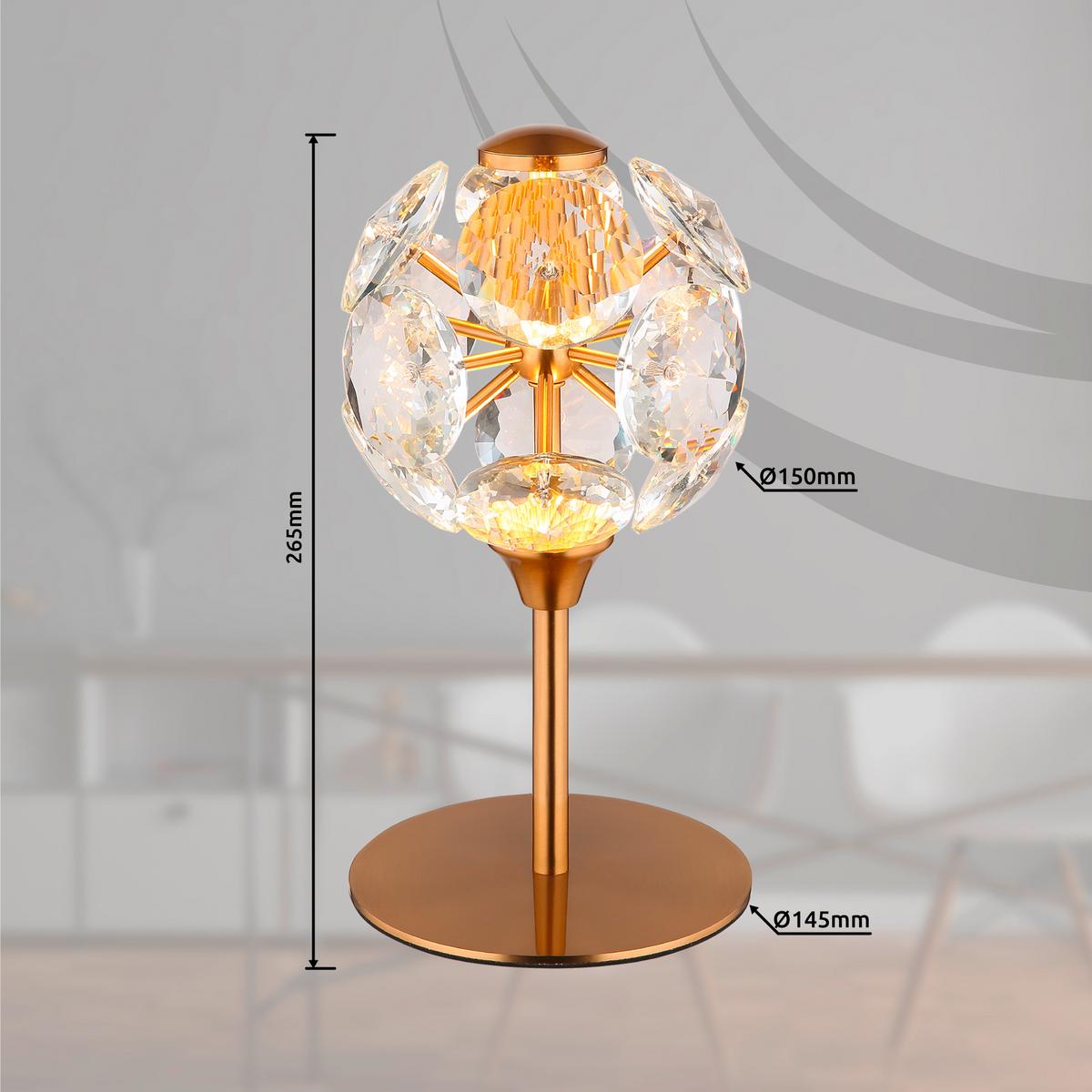 Led Stolna Svjetiljka Virina - prozirno/zlatne boje, Konvencionalno, staklo/metal (15/26,5cm) - Globo