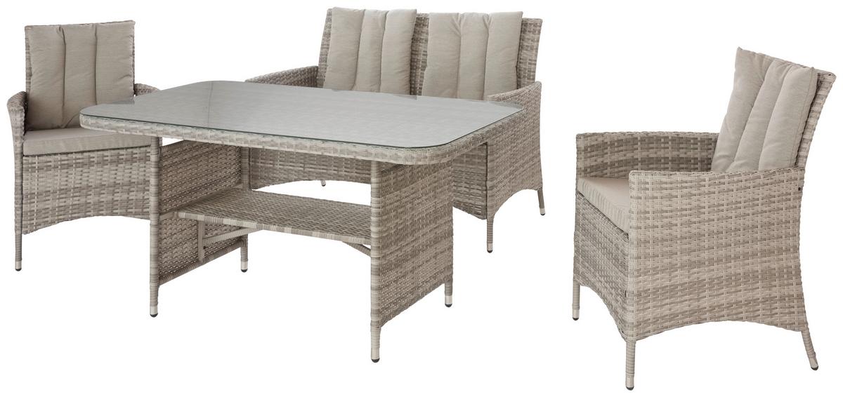 KOMPLET MEBLI TARASOWYCH MARGE - szary, Modern, tworzywo sztuczne/metal (262/129/88cm) - Modern Living