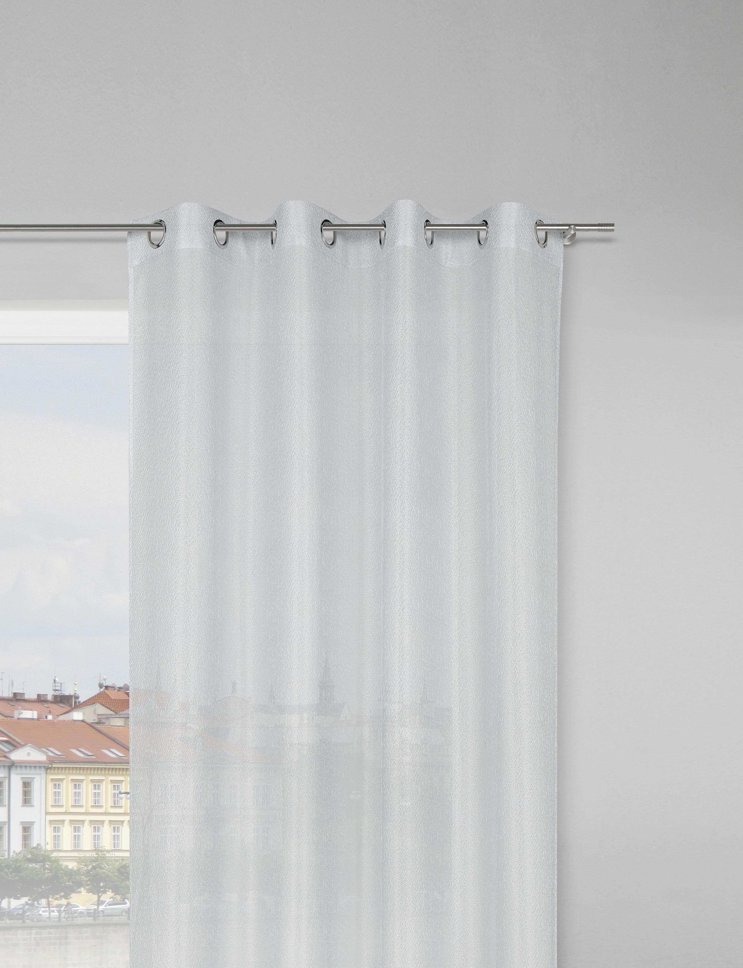 Zavjesa S Ringovima Iceland - srebrne boje, tekstil (140/245cm) - Modern Living