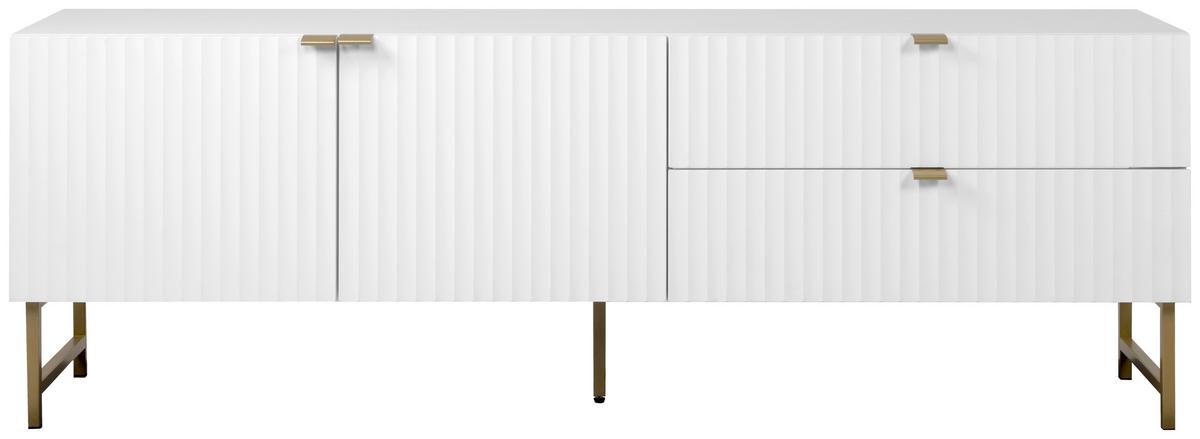 KOMODA NISKA EDINBURGH 57A - biały/kolor złoty, Design, materiał drewnopochodny/tworzywo sztuczne (179/61/41cm) - MID.YOU