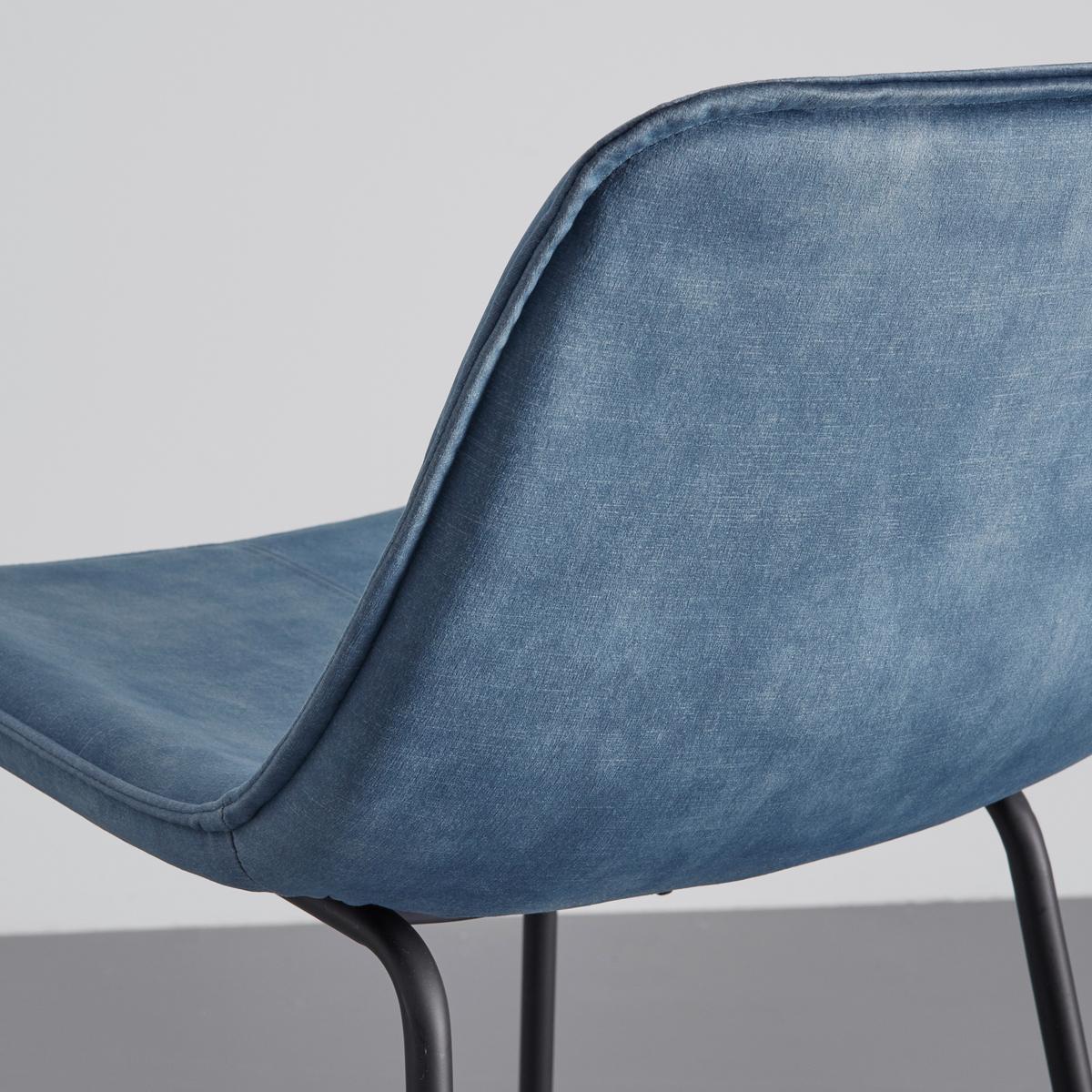 Barhocker Nery Blau Samt Gepolstert - Blau/Schwarz, MODERN, Holz/Textil (48/103,2/57cm) - Bessagi Home
