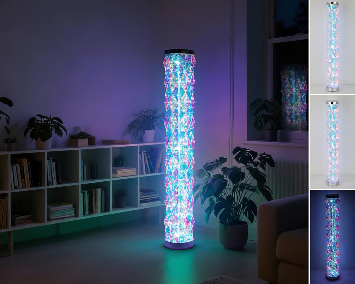 Stoječa Led-svetilka Gloria - barve kroma/prosojno, Moderno, umetna masa (17/97,5cm) - Mömax