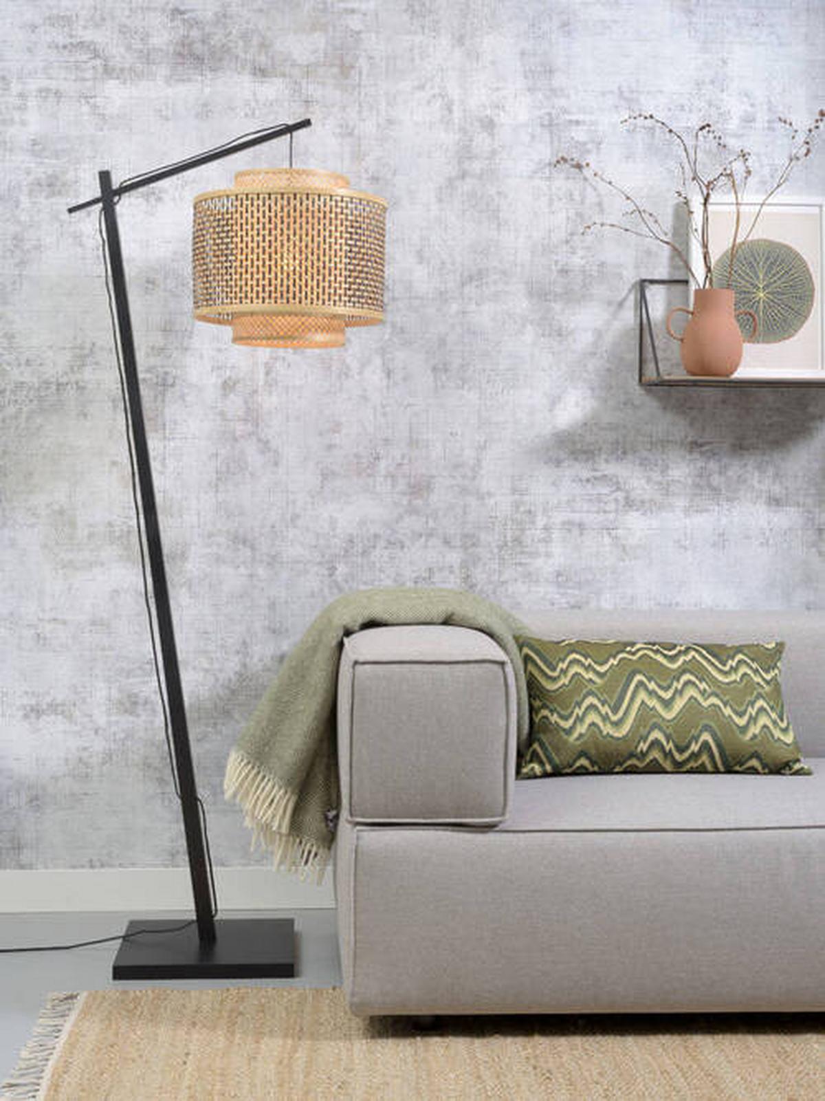 Stoječa Svetilka Bhutan, Črna, Bambus - črna/naravne barve, Trend, les (176/40/68cm) - Good & Mojo