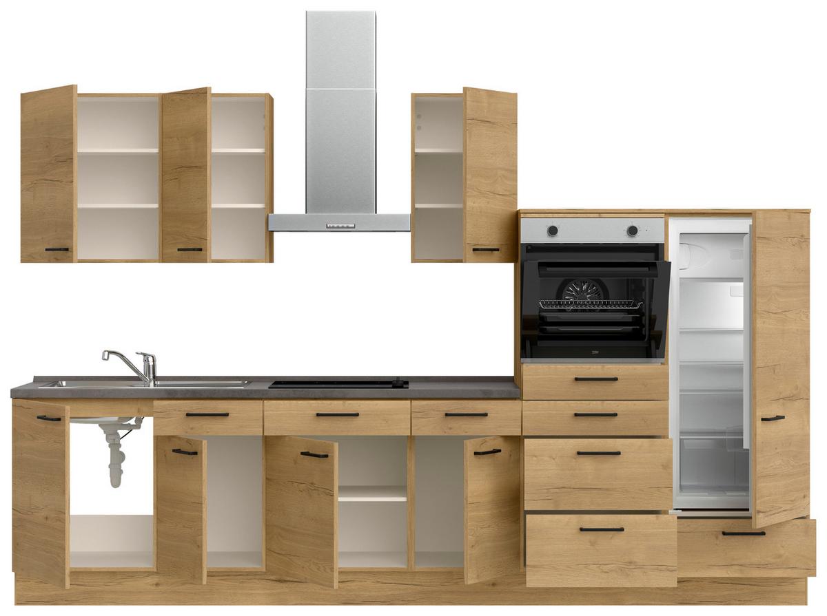Küchenleerblock Structura Low o. Geräte Eiche - Schieferfarben/Eichefarben, MODERN, Holzwerkstoff/Metall (330cm) - Nobilia