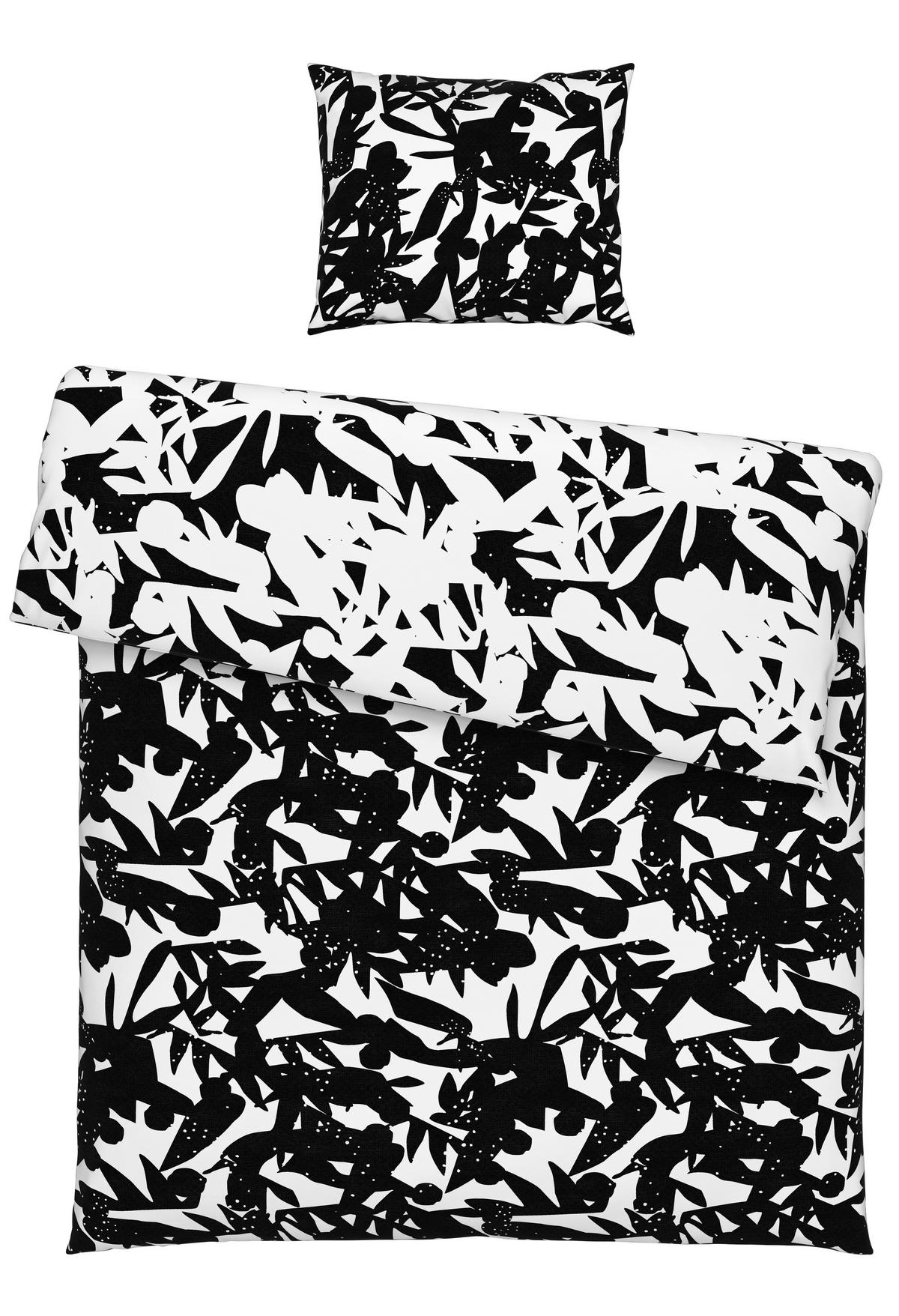 WENDEBETTWÄSCHESET ABSTRACT WENDE - Weiss/Schwarz, Konventionell, Textil (160/210cm) - Modern Living