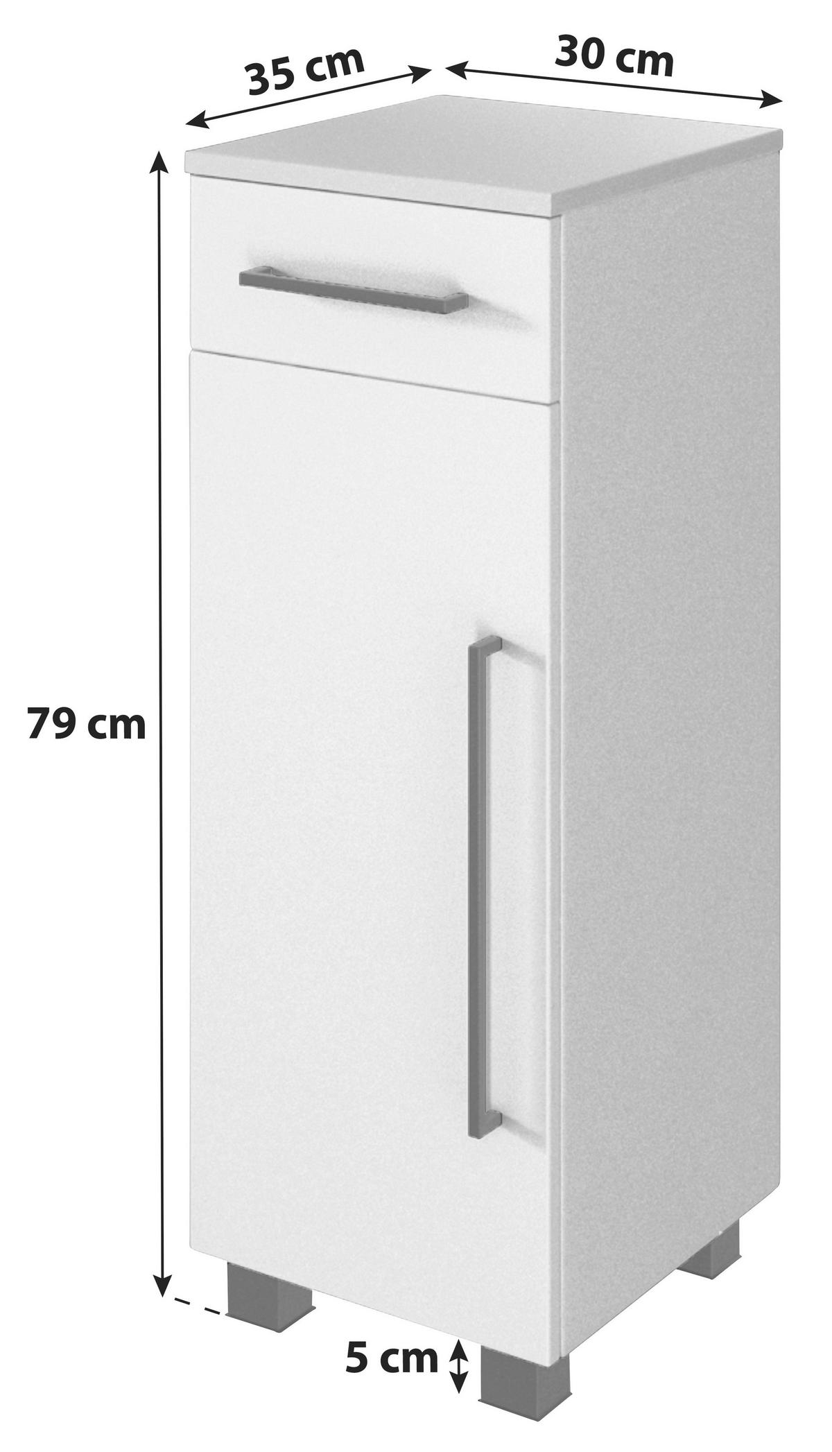 Unterschrank in Weiss 'Luzern' - Schwarz/Weiß, KONVENTIONELL, Holzwerkstoff/Kunststoff (30/79/35cm) - Held