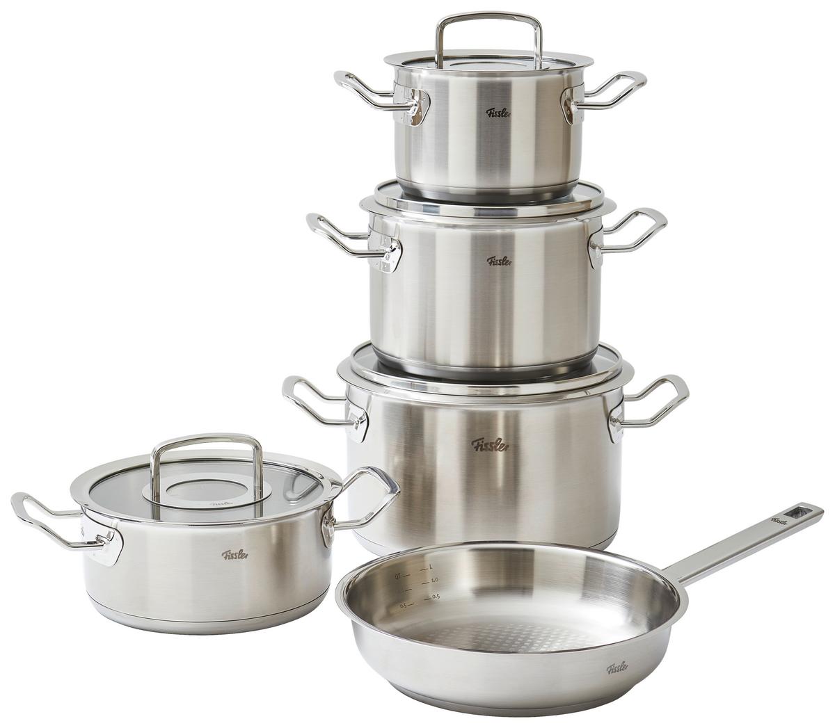 ZESTAW GARNKÓW 084-379-05-000/0 FISSLER - kolor srebrny, Basics, metal/szkło - Fissler