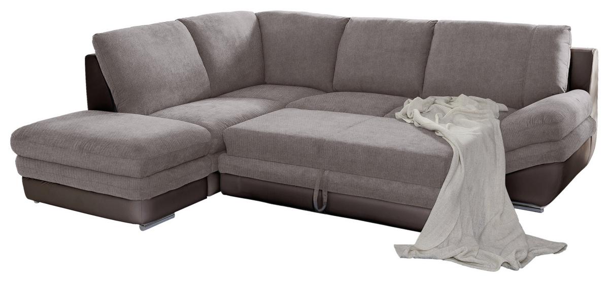 Wohnlandschaft in Taupe/ Dunkelbraun ´NARDO´ - Taupe/Chromfarben, MODERN, Textil/Metall (221/264cm) - MID.YOU