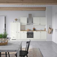 Küchenblock Cascada Low m. Geräten Weiß - Eichefarben/Schwarz, MODERN, Holzwerkstoff/Metall (330cm) - Nobilia