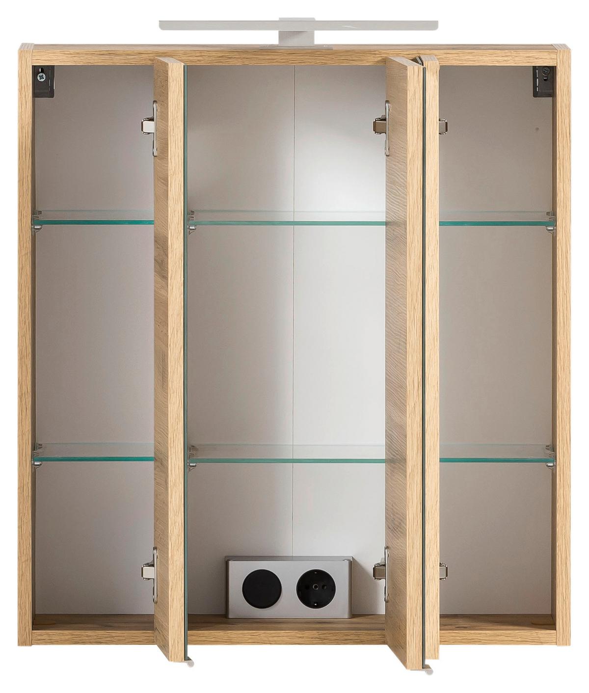 Spiegelschrank Varese ca. 60x64 cm Wotaneiche Dekor - Edelstahlfarben/Eiche Wotan, MODERN, Glas/Holzwerkstoff (60/64/20cm) - Held