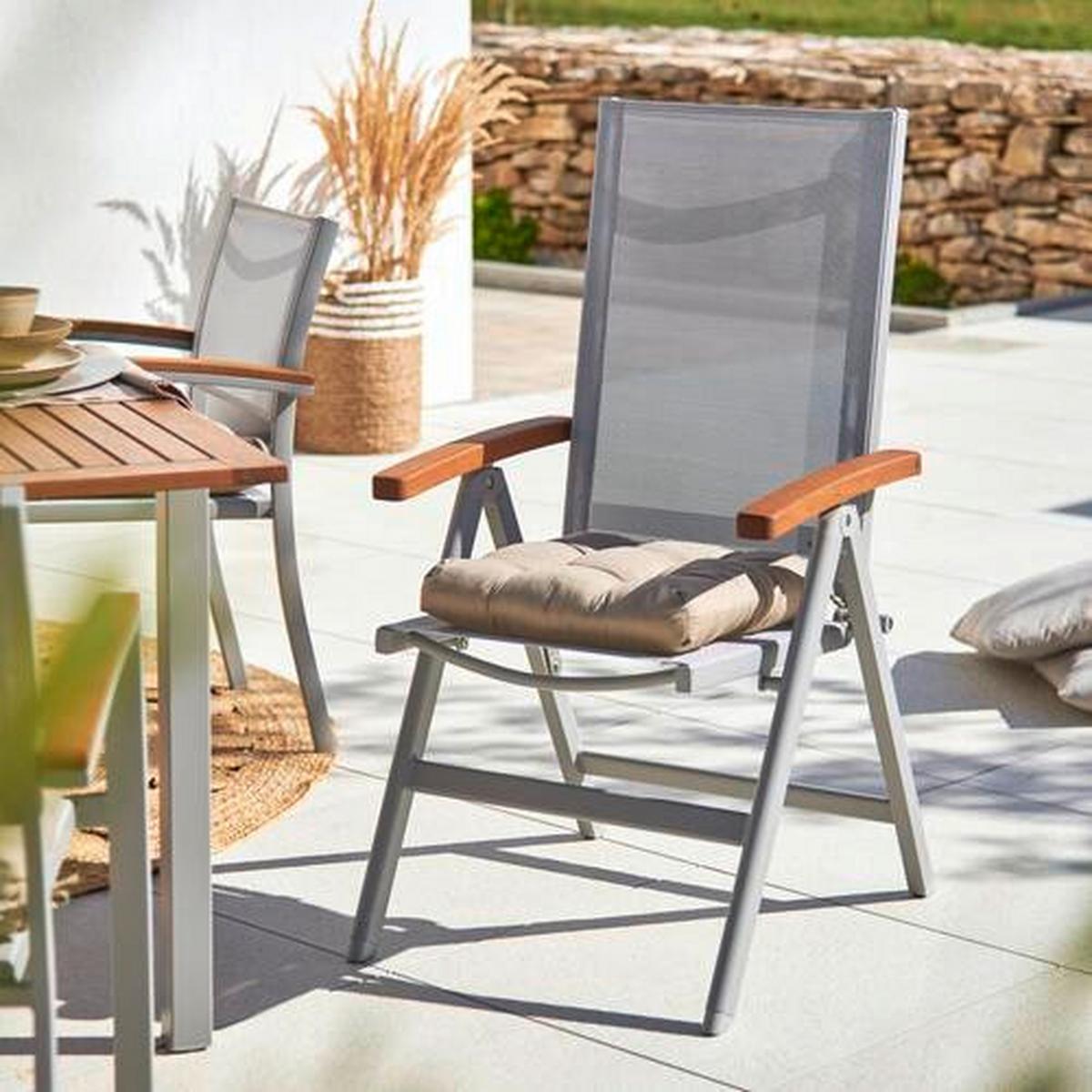 Gartensessel Barcelona 3 Grau - Grau/Teakfarben, Modern, Holz/Kunststoff (65,5/105,8/56,4cm) - Mömax