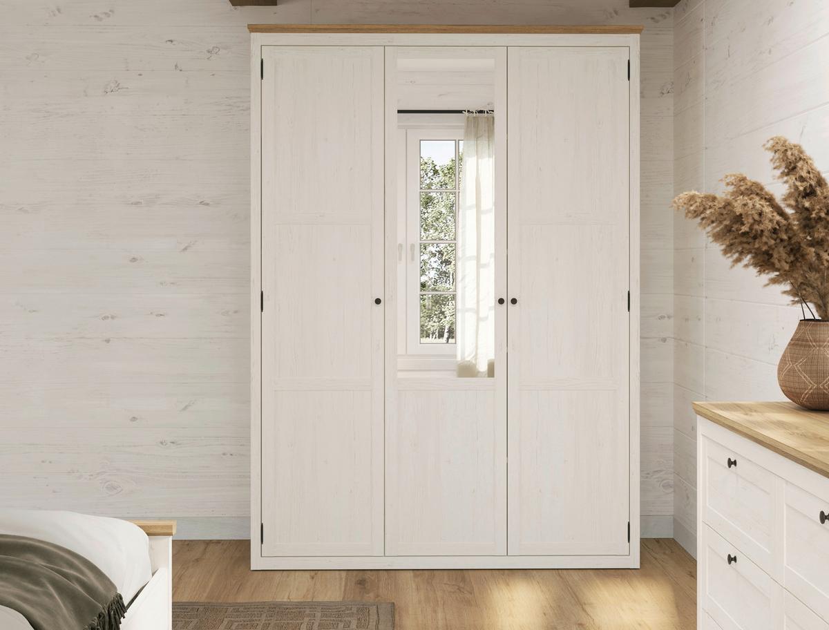 Drehtürenschrank Korsika Eiche-/Pinienfarben - Eichefarben/Schwarz, ROMANTIK / LANDHAUS, Holzwerkstoff/Metall (159,3/219,7/62cm) - Mömax