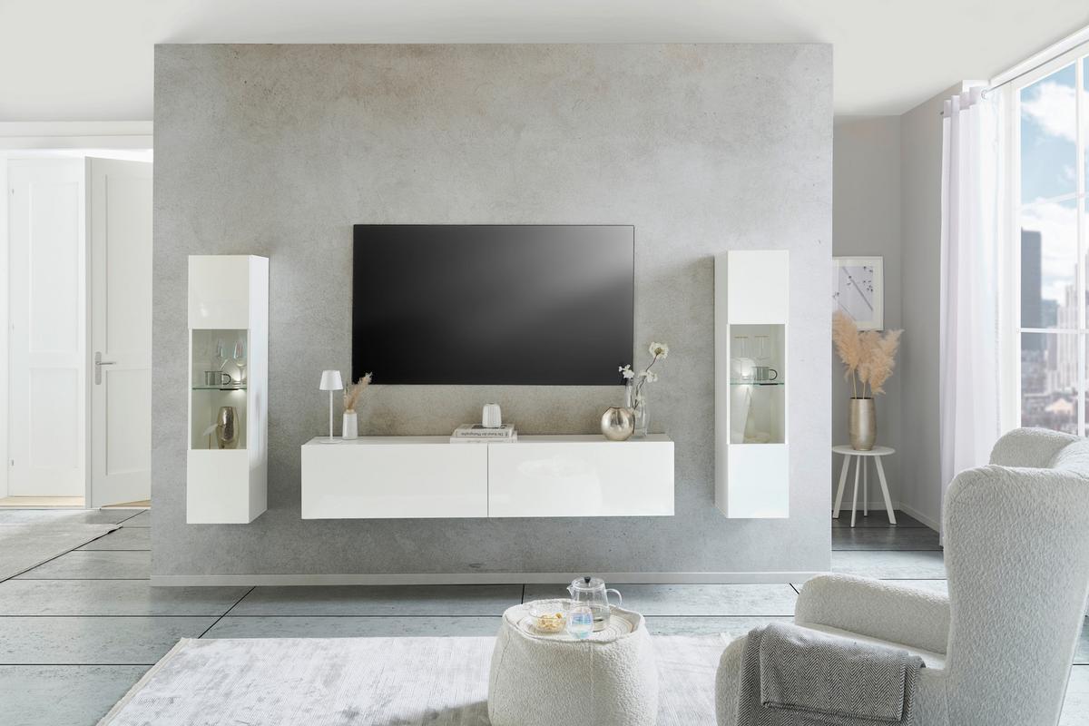 Tv Komoda Otis - bijela visoki sjaj, Moderno, drvni materijal/plastika (180/37/31,6cm) - Modern Living