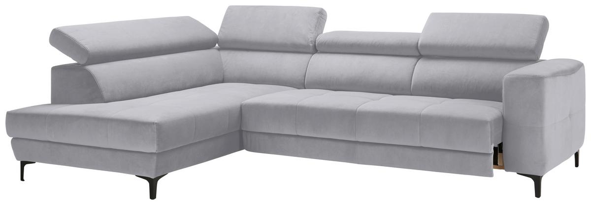 Ecksofa Emma links Grauweiß - Grauweiß/Schwarz, MODERN, Textil (210/301cm) - Premium Living