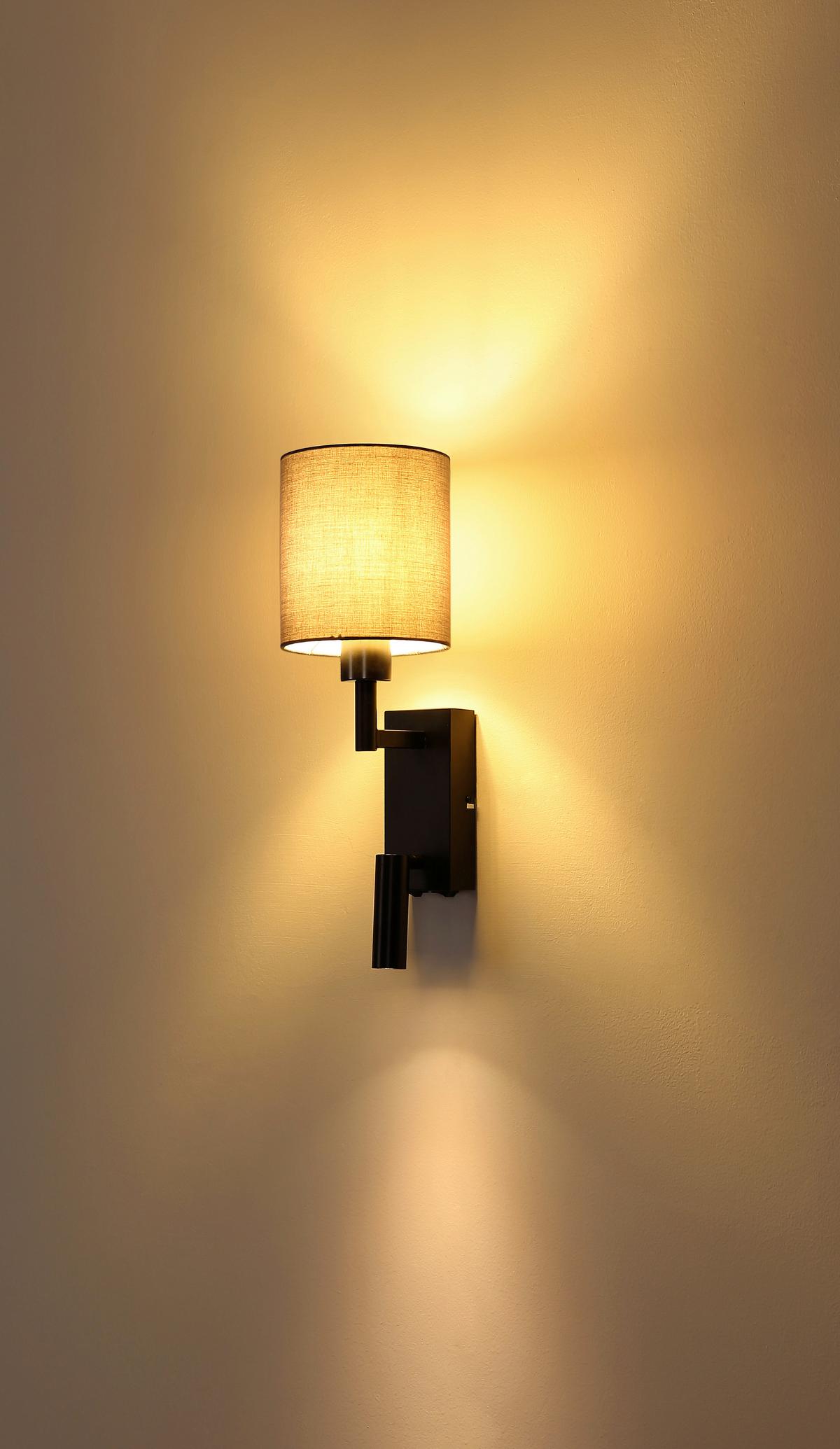 Led Zidna Svjetiljka Zamora - siva/crni krom, Konvencionalno, metal/tekstil (15/45,5cm) - Globo