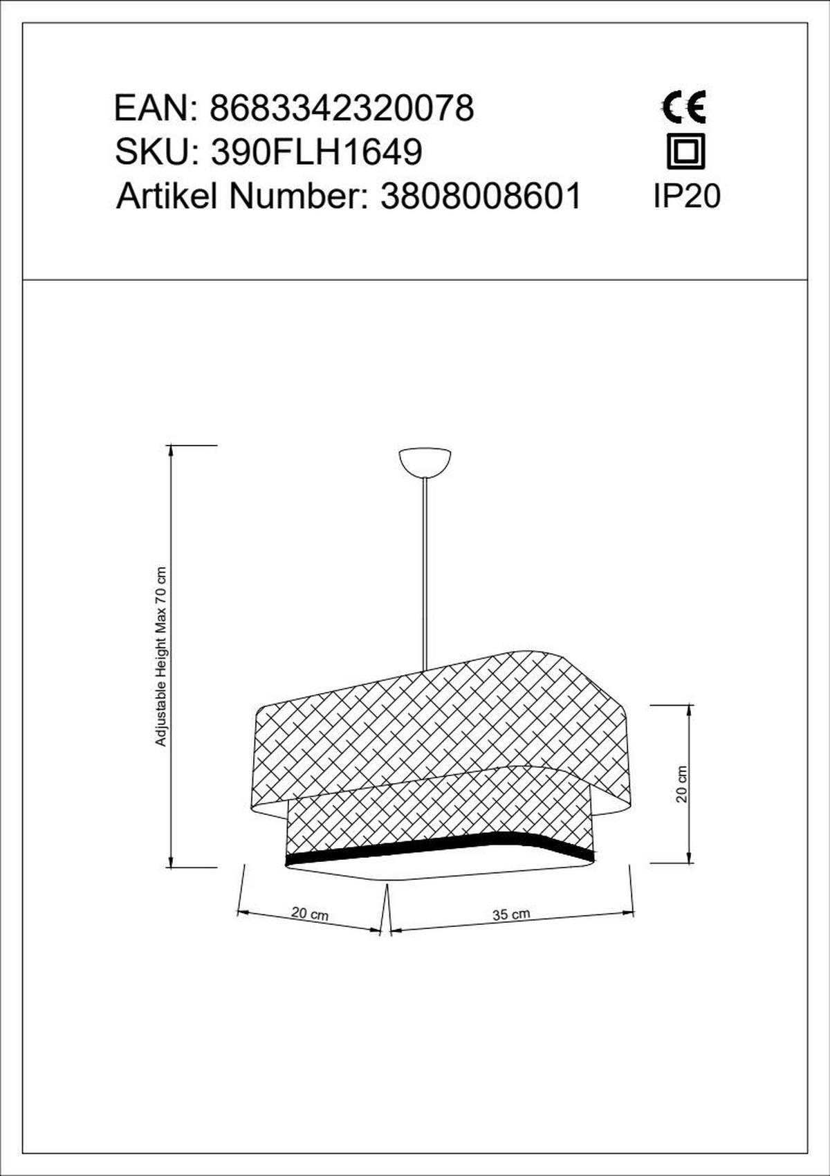 LAMPA WISZĄCA VARIANZA - beżowy/kremowy, Design, metal/tkanina (35/70/20cm) - P & B