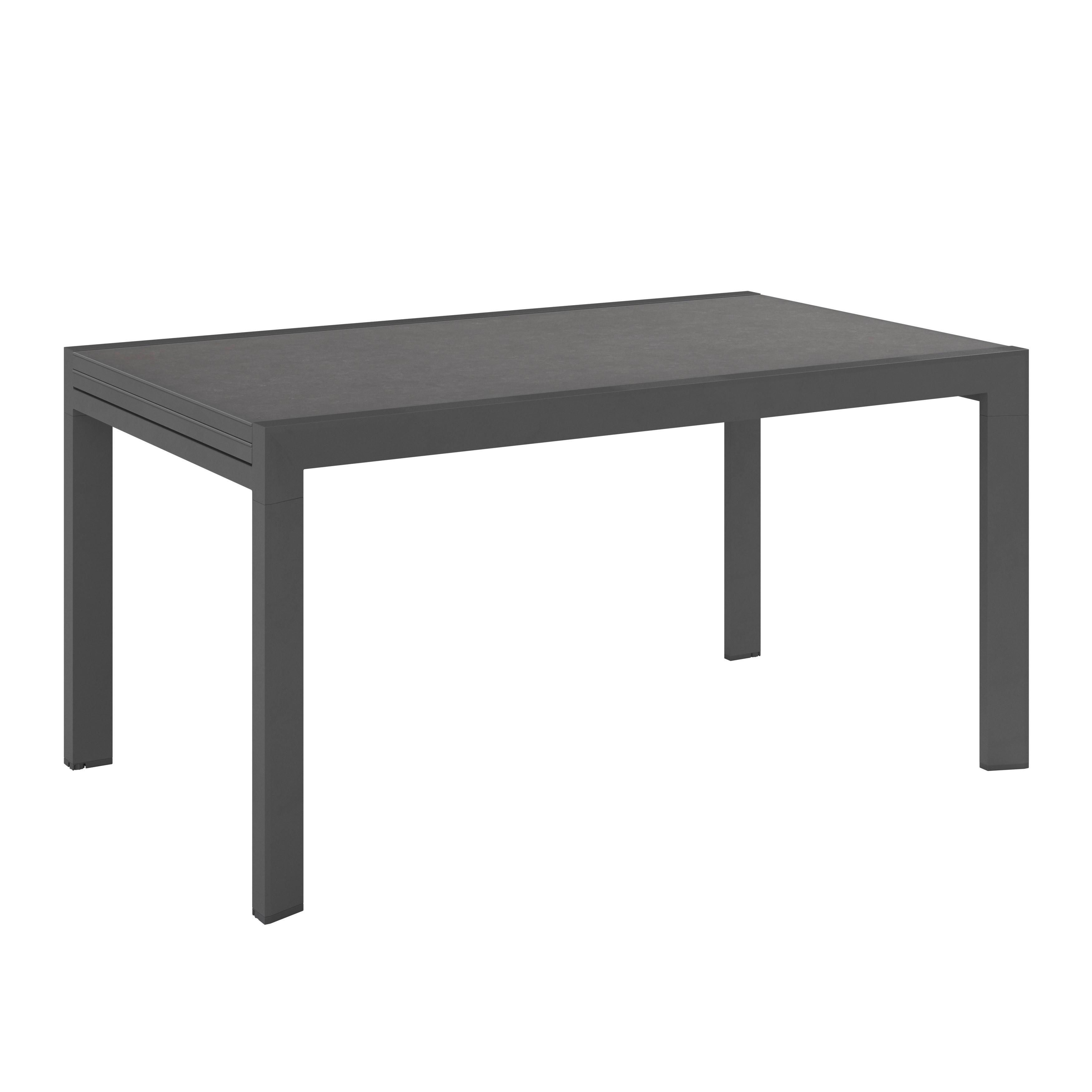 Gartentisch Lisa Anthrazit Aluminium - Anthrazit, MODERN, Glas/Metall (150-250/75,5/90cm) - Mömax