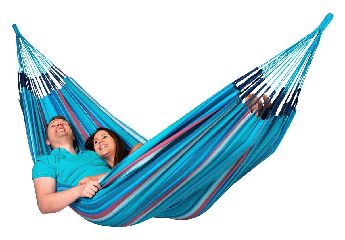 Hängematte Classic Double Hammock Blau/Rot - Blau/Kirschrot, KONVENTIONELL, Textil (160/350cm) - La Siesta