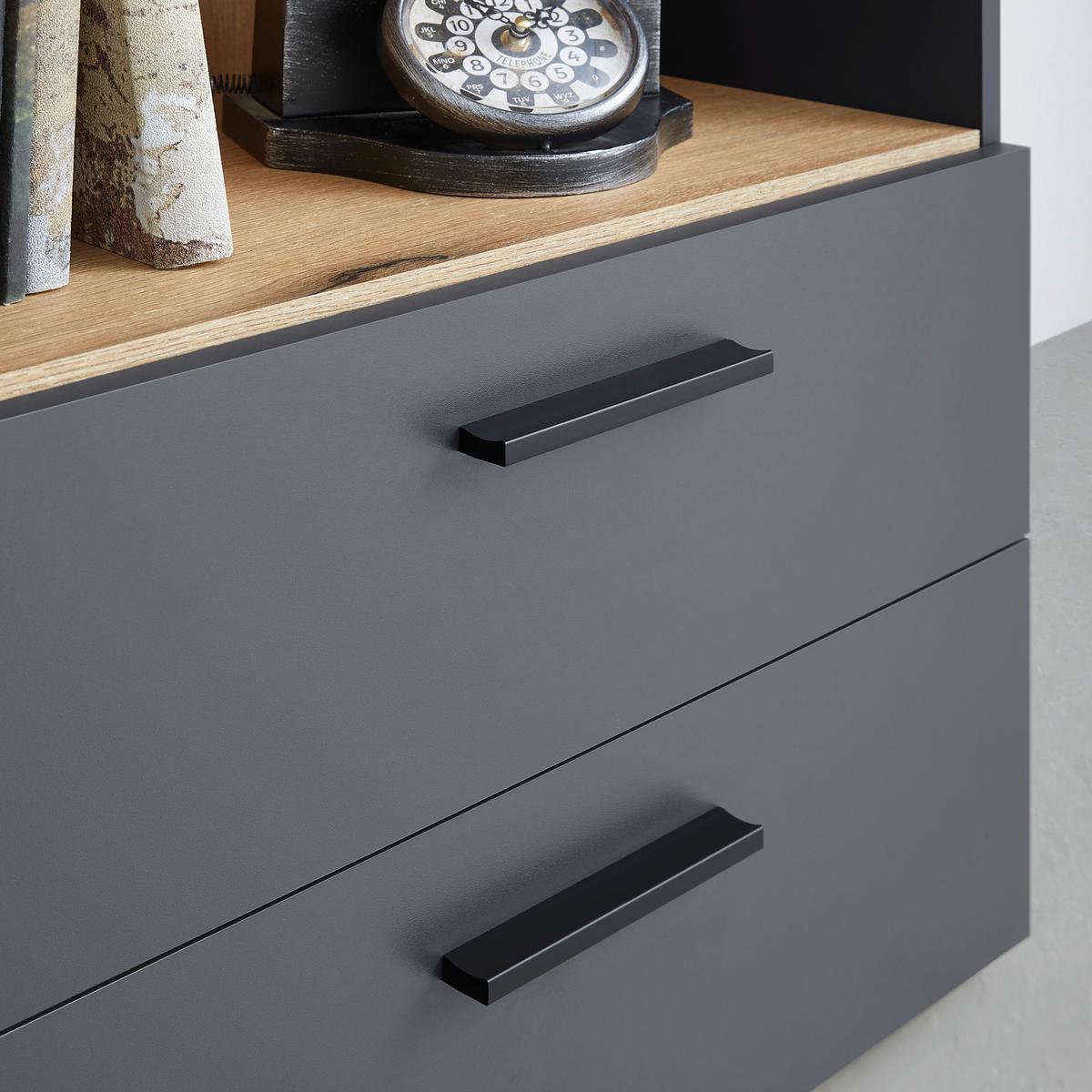 Regal Cadix Anthrazit/Eichefarben - Eichefarben/Anthrazit, KONVENTIONELL, Holzwerkstoff/Kunststoff (60/195/36cm) - Mömax
