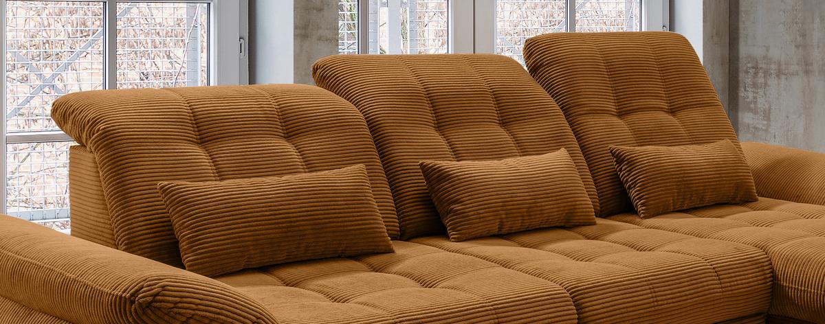 Ecksofa mit Bettkasten Rigatti ca. 314x184 cm Goldfarben - Goldfarben/Schwarz, MODERN, Textil/Metall (314/184cm) - Livetastic