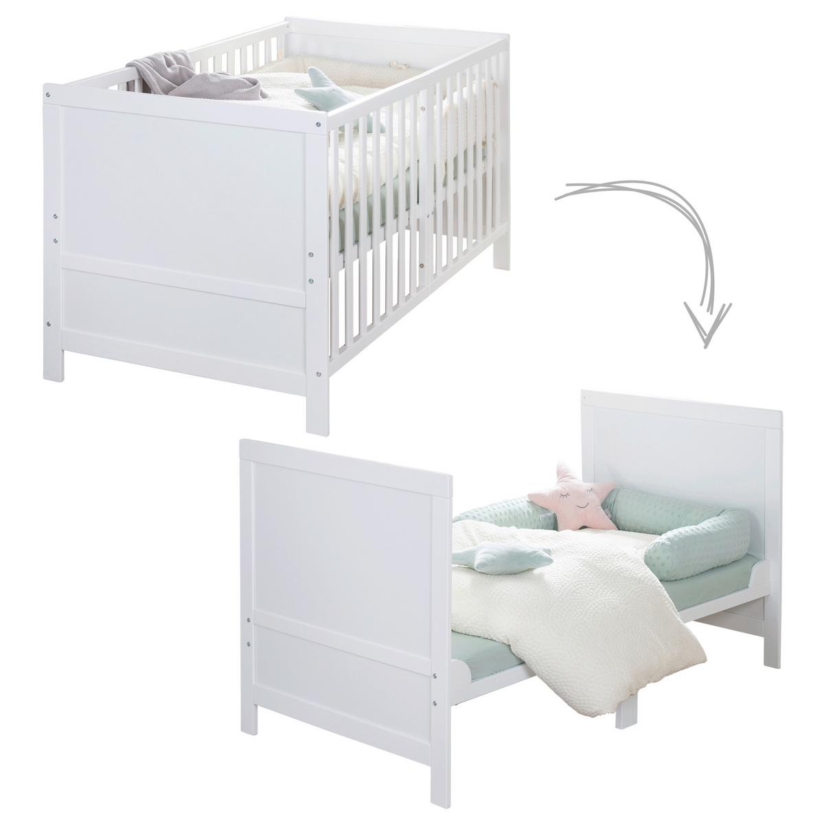 Rácsos Kiságy, Átalakítható Easy Sleep - fehér, Basics, faalapú anyag (78/78/142cm) - Roba