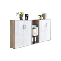 Aktenschrank Office Edition Sw Set 8 Sonoma Eiche/Weiß - Weiß Hochglanz/Sonoma Eiche, MODERN, Holzwerkstoff (213/114/33cm) - MID.YOU