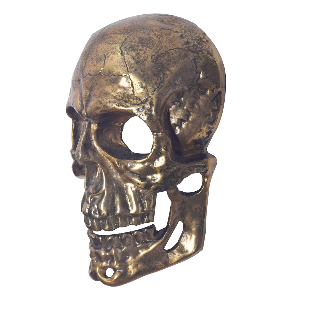 Stenska Dekoracija Skull - zlate barve, Design, kovina (30/41/15,5cm) - Livetastic