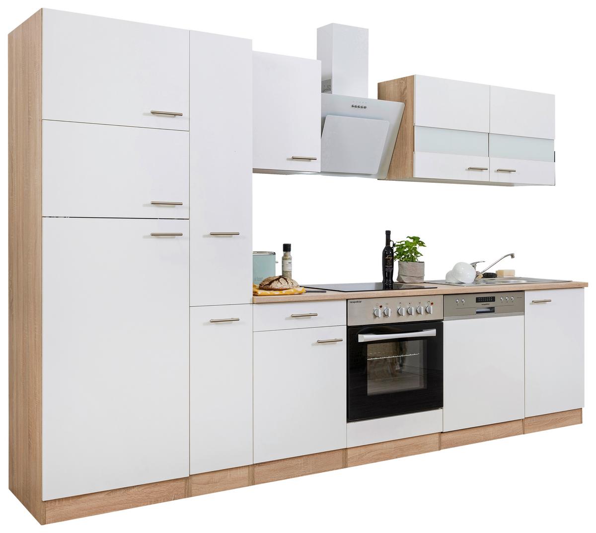 Küchenblock Economy Weiß/Eiche B: ca. 310 cm - Eichefarben/Weiß, Basics, Holzwerkstoff (310cm) - Respekta