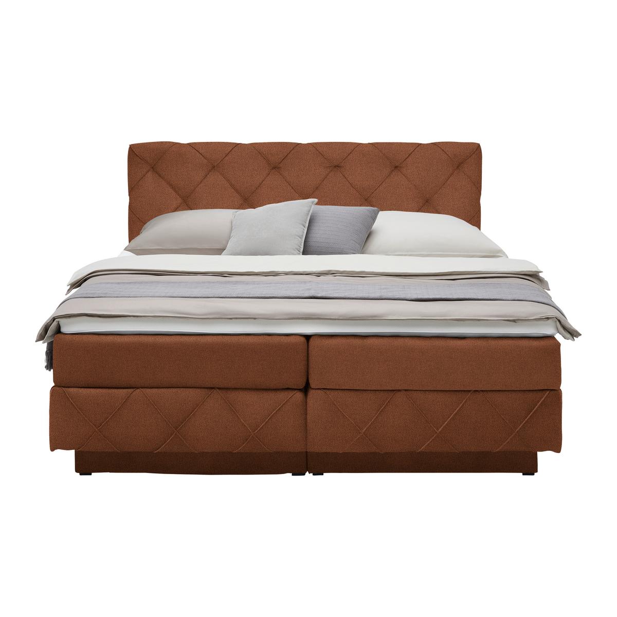 Boxspringbett Cordoba Rostfarben ca. 160x200cm - Rostfarben/Schwarz, KONVENTIONELL, Holz/Holzwerkstoff (160/200cm) - Premium Living