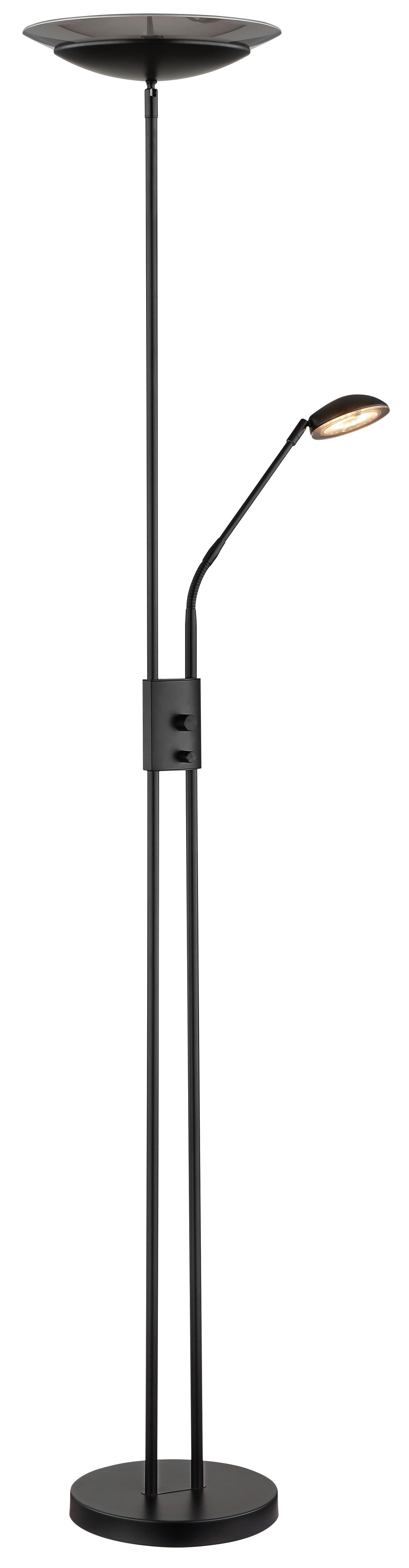 Stoječa Led-svetilka Ganina, S Sijalko - črna, Konvencionalno, kovina/umetna masa (30/178,5cm) - Globo