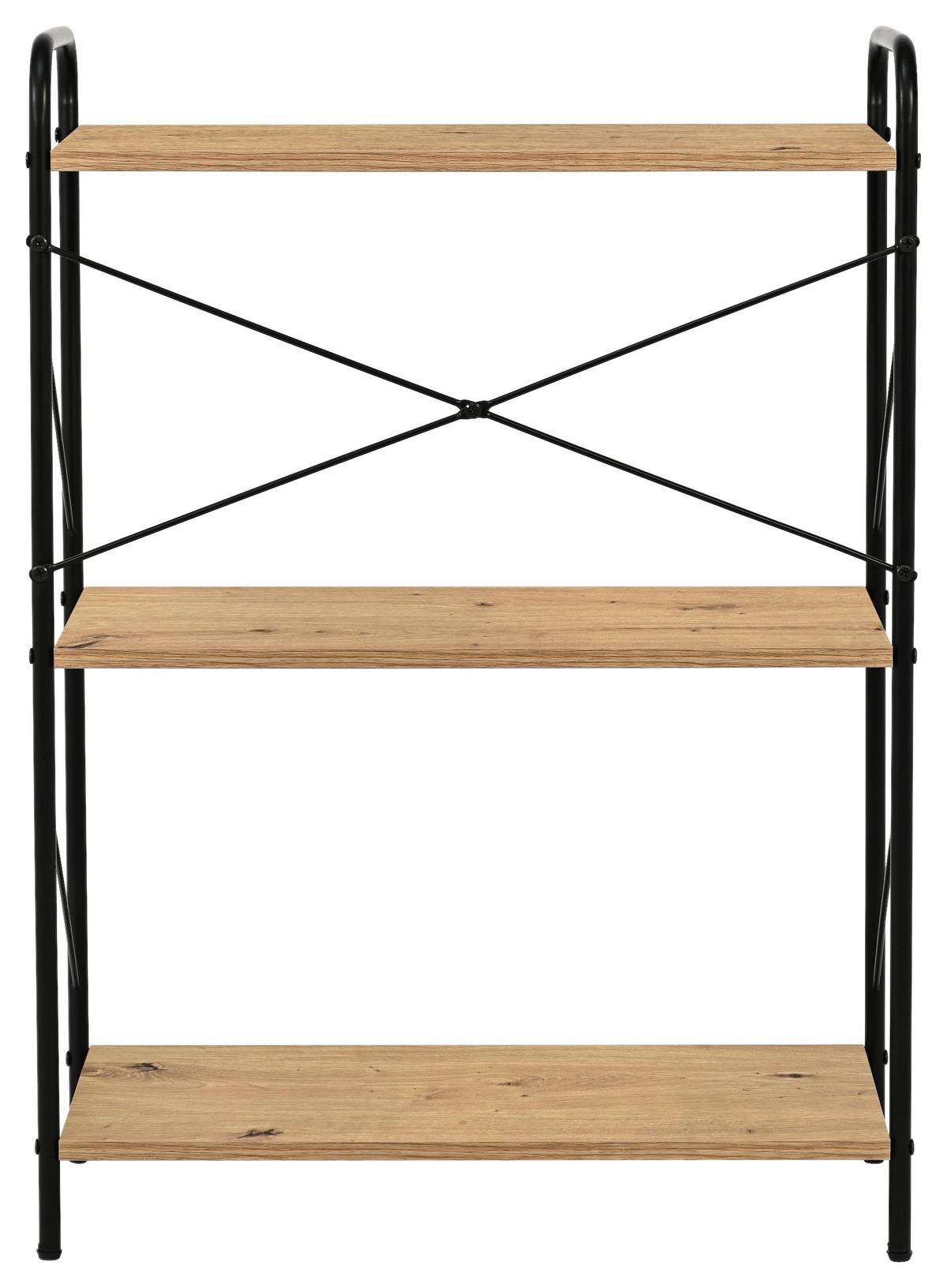 Regal Tim 3, Barva Hrasta, Črna - črna/hrast artisan, Trend, kovina/leseni material (63/89/30cm)