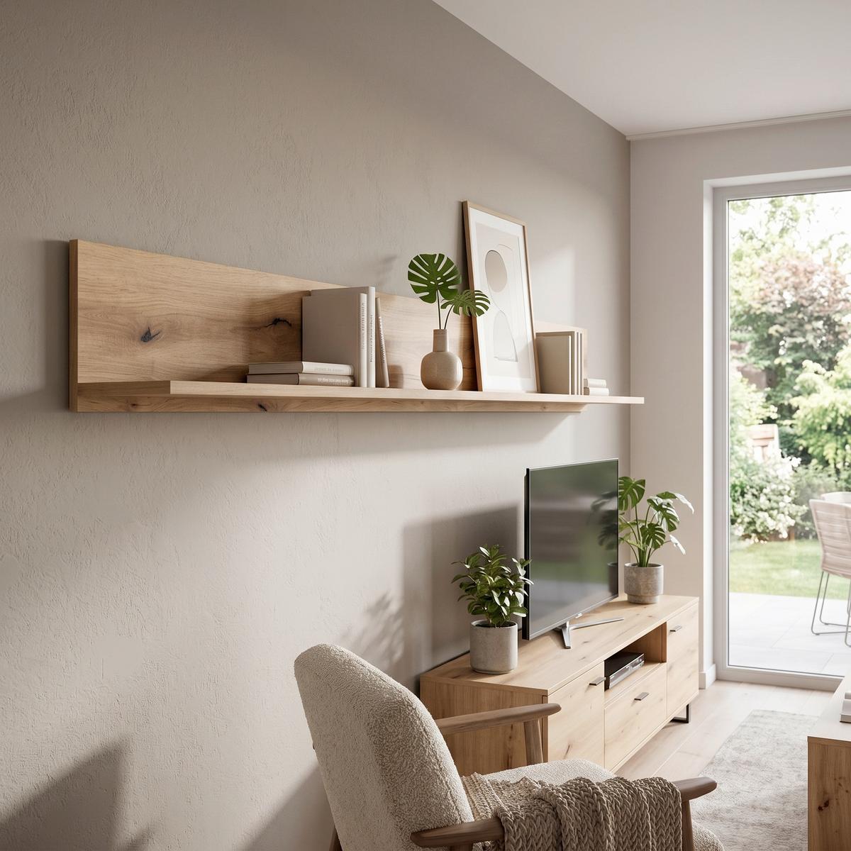 Polica Dalano - boja hrasta, Trendi, pločasti materijal (165/22/20,6cm) - Modern Living
