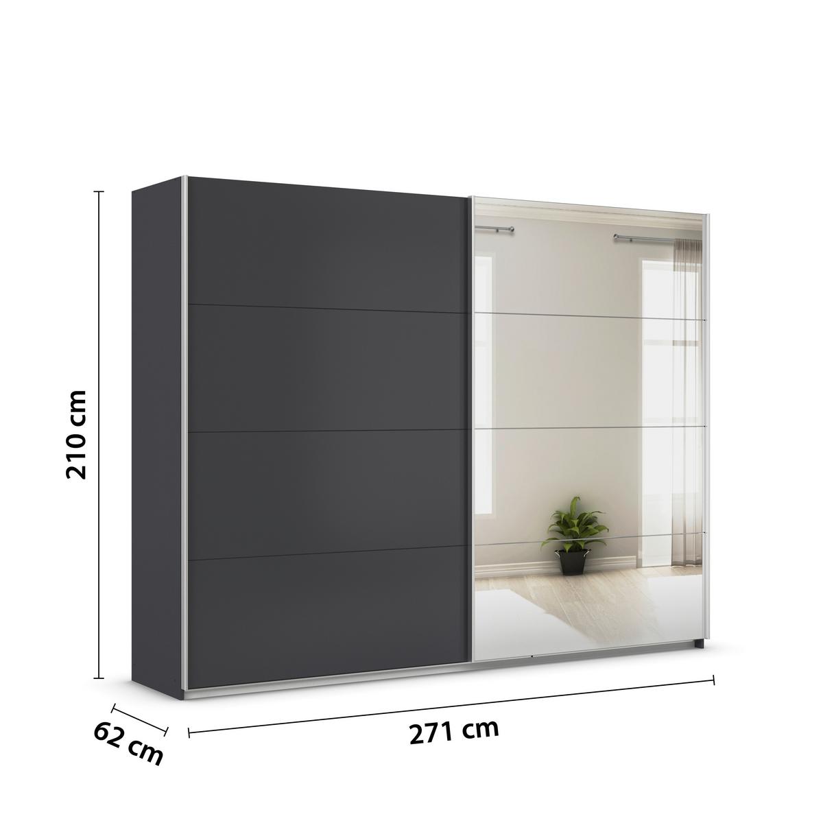 DULAP USI CULISANTE FELDKIRCH - argintiu/antracit, Modern, material pe bază de lemn (271/210/62cm)