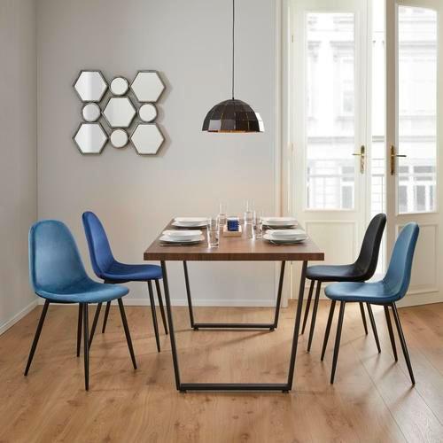 Stol Lio, Črna, Žamet - črna, Moderno, kovina/tekstil (43/86/55cm) - Bessagi Home