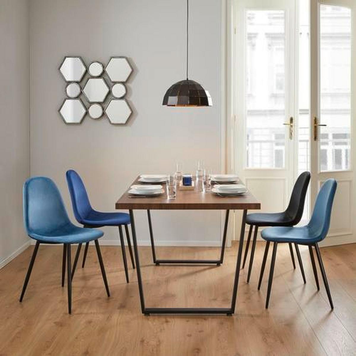 Stol Lio, Črna, Žamet - črna, Moderno, kovina/tekstil (43/86/55cm) - Bessagi Home