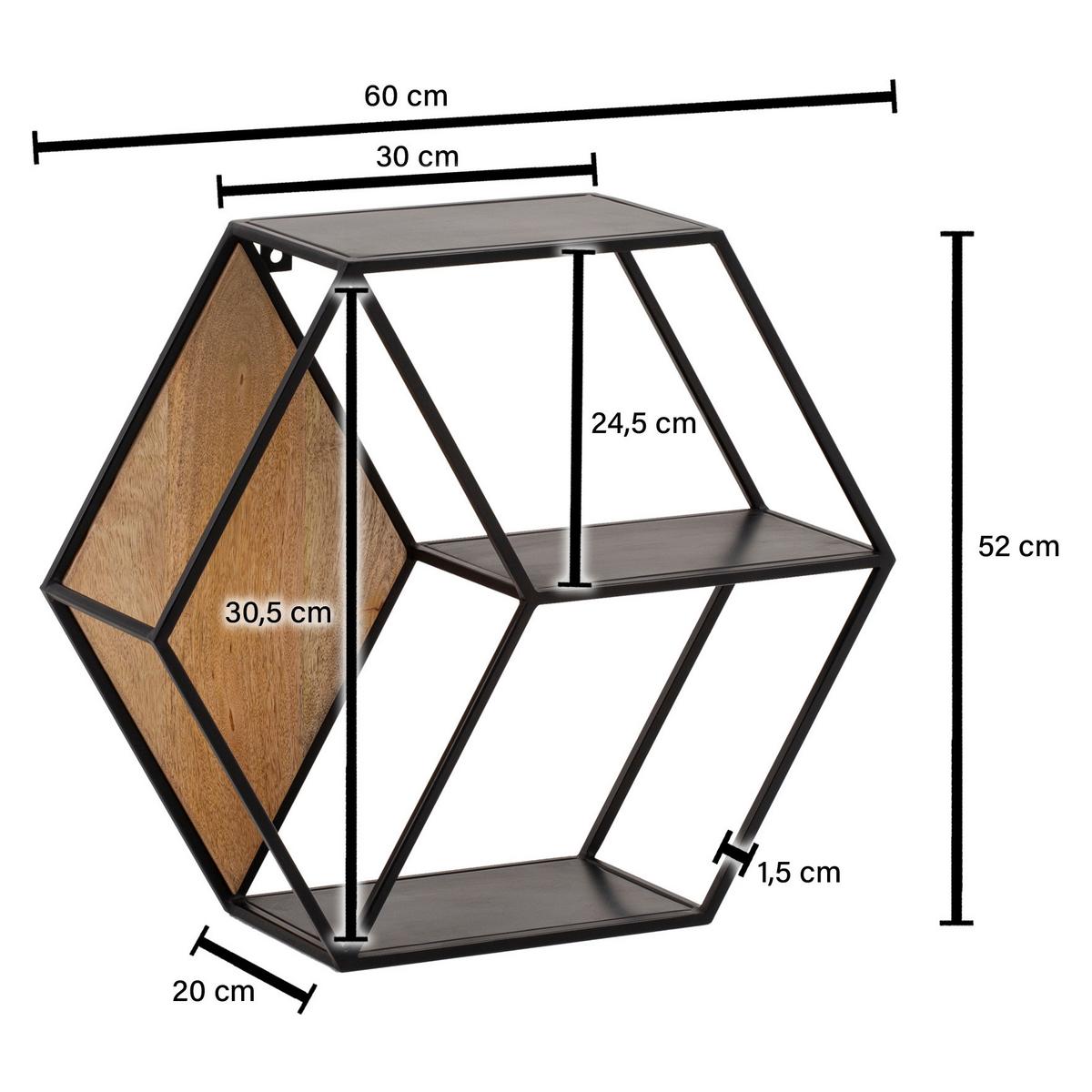 Etajeră De Perete Wl6.764 - maro/negru, Lifestyle, lemn/metal (60/52/20cm) - MID.YOU